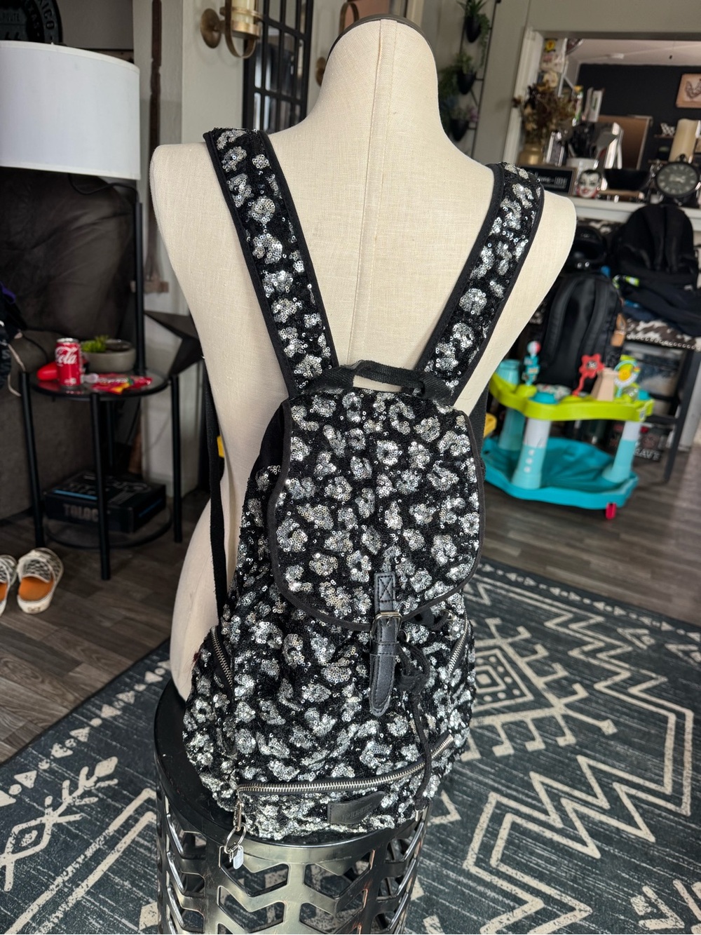 Victoria’s Secret PINK leopard sequin backpack